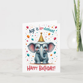 Åldern är Irr-elefant!" Cute Elephant Birthday Car Kort