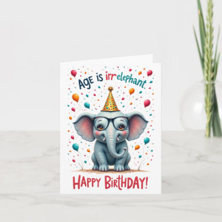 Åldern är Irr-elefant!" Cute Elephant Birthday Car Kort