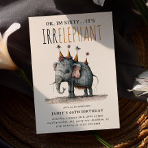 Åldern är IRRELEPHANT' Lustigt Whimsical Birthday