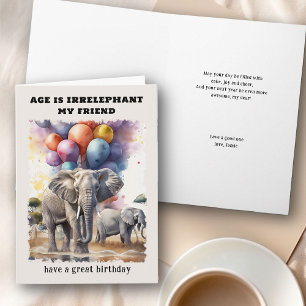 Åldern är irrelevant Elephants Funny Birthday Kort