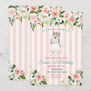 ÅLDERN - Bjud in från Bunny Watercolor Birthday Inbjudningar