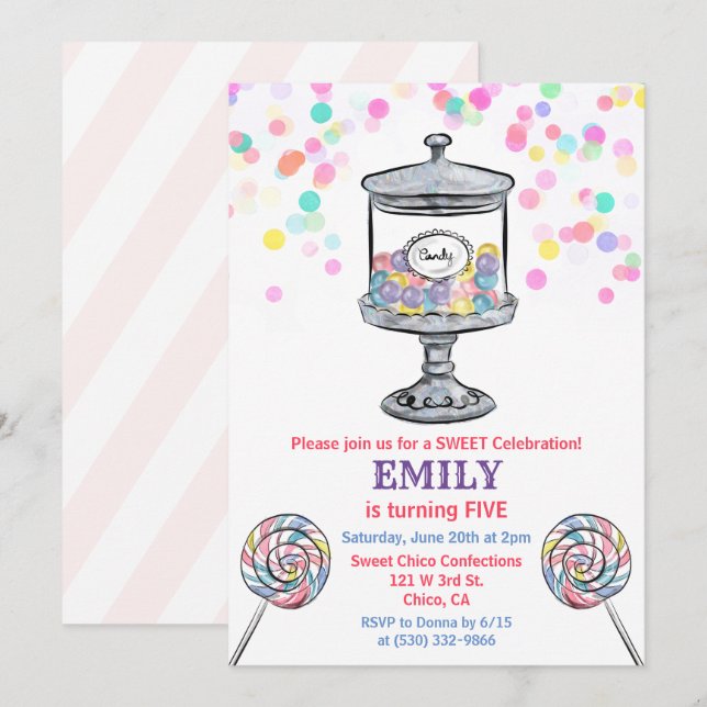 ÅLDERN - Godisskål, inbjudan till födelsedag (Fram/baksida)