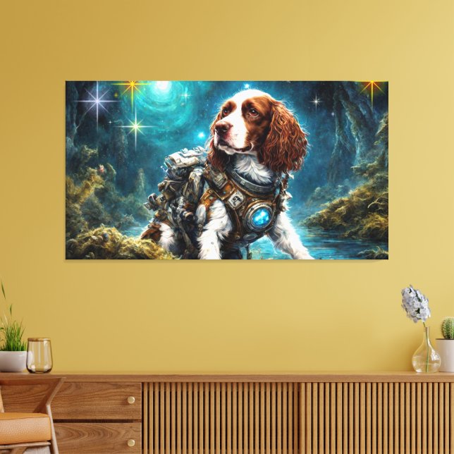 Åldern mellan Steel och Springer Spanel 2 Canvastryck (Insitu (Vardagsrum))