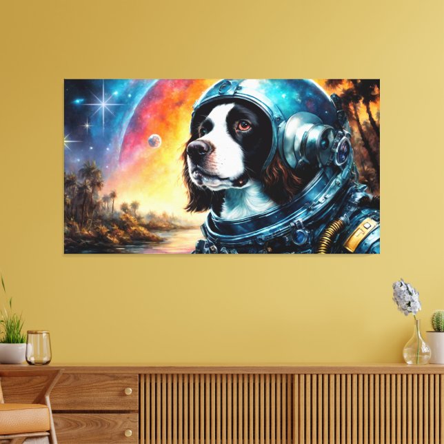 Åldern mellan Steel och Springer spanel Canvastryck (Insitu (Vardagsrum))