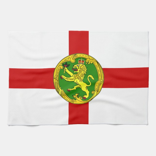 Alderneys patriotiska flagga kökshandduk (Horisontell)