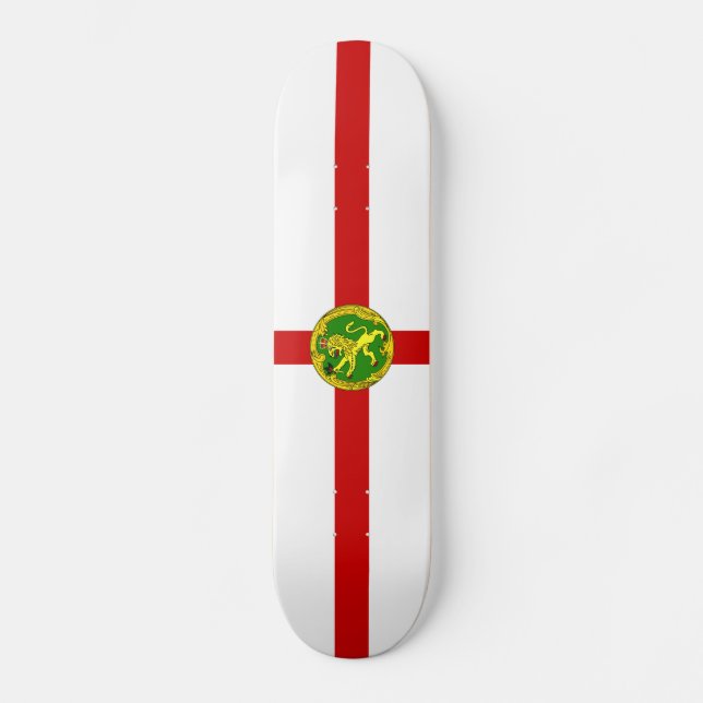 Alderneys patriotiska flagga mini skateboard bräda 18,5 cm (Framsida)