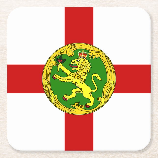 Alderneys patriotiska flagga underlägg papper kvadrat (Framsidan)