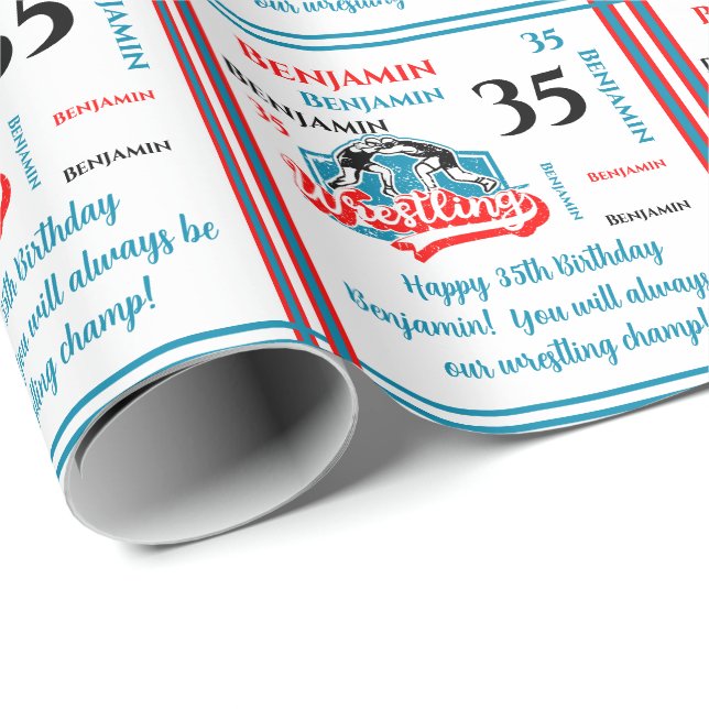 Åldersdag för brottning av Namn Presentpapper (Rullad Hörn)