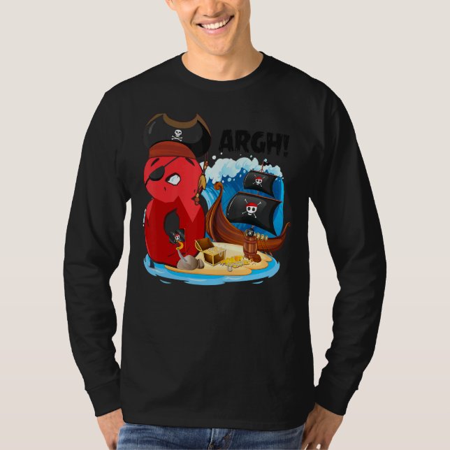 Åldersdaglig Pirat-födelsedag Pirater Frakt Arr 8: T Shirt (Framsida)