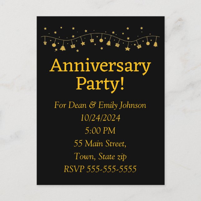 Åldersdagsbjudanden Inbjudan Vykort (Framsida)