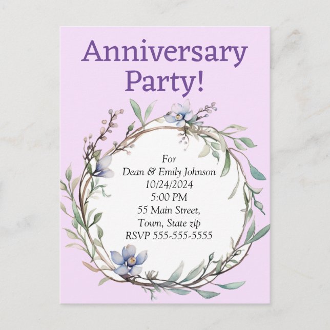 Åldersdagsbjudanden Inbjudan Vykort (Framsida)