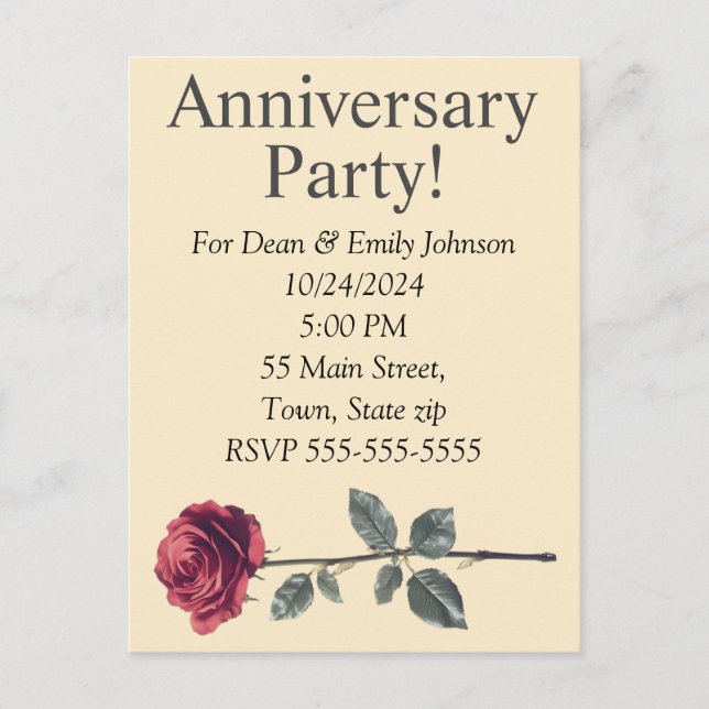 Åldersdagsbjudanden Inbjudan Vykort (Framsida)