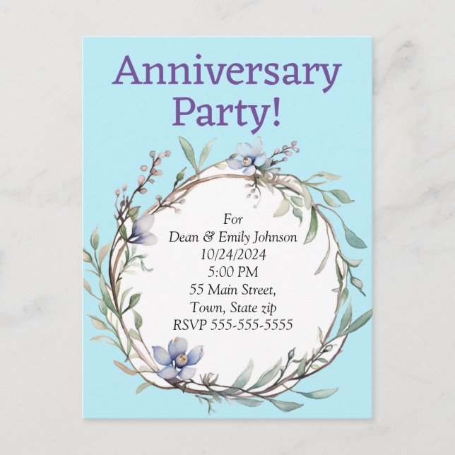 Åldersdagsbjudanden Inbjudan Vykort (Framsida)