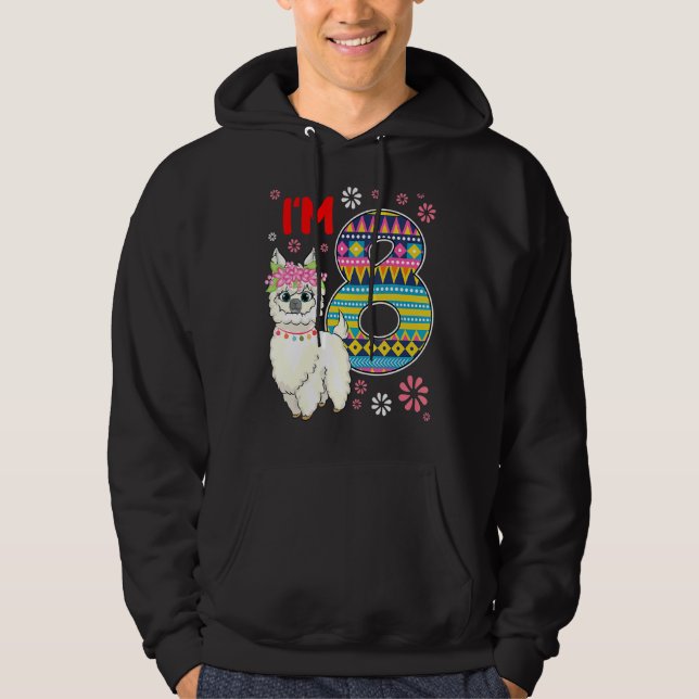 Åldersdagsllama Jag är 8-årsjubileum 8:e dagen Hoodie (Framsida)