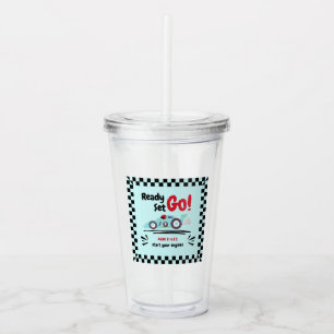 Åldersdagspressen Redot Ställ in Blå Tävling-bil Take Away Mugg