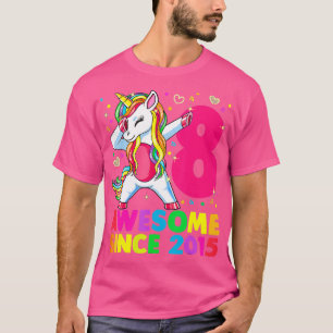 Åldersdöende Unicorn Dabbing 8th Birthday Girl Uni T Shirt