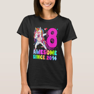 Åldersdöende Unicorn Dabbing 8th Birthday Girl Uni T Shirt