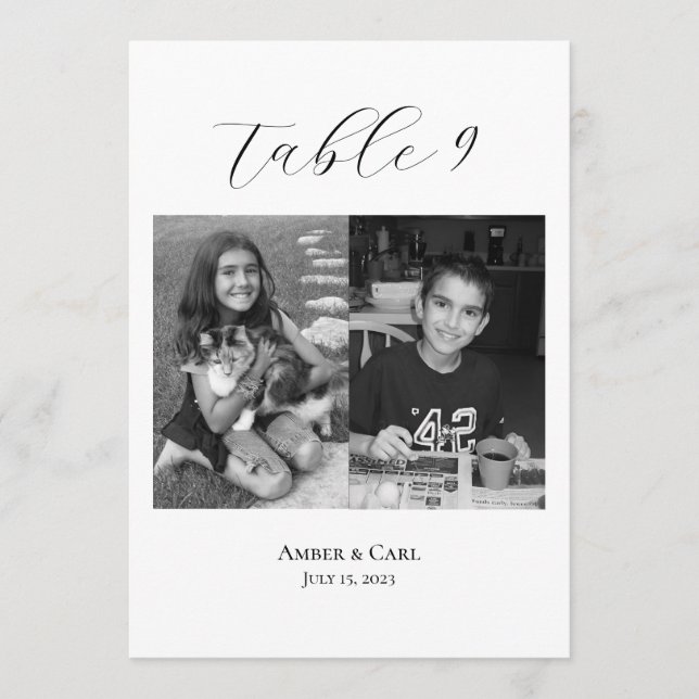 Åldersfotografier av Bröllop Bord-kort med Program (Framsida)