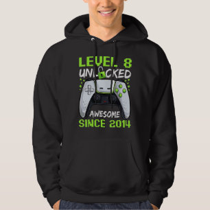 Åldersgamarpojke födelsedag 8-nivå olåst 2 hoodie