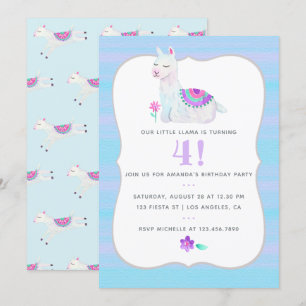 Åldersinbjudan till partiet Llama Barns födelsedag Inbjudningar