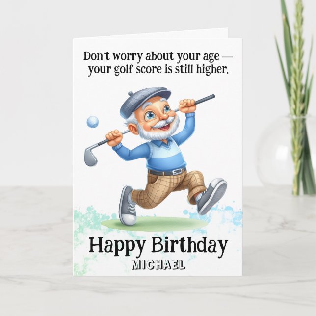 *~* Åldersledande man - AP94 Golf Birthday Card Tack Kort (Framsida)
