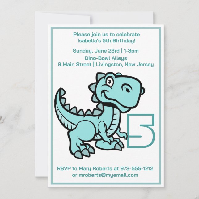 Åldersmål T Rex Dinosaur Birthday Inbjudningar (Framsida)