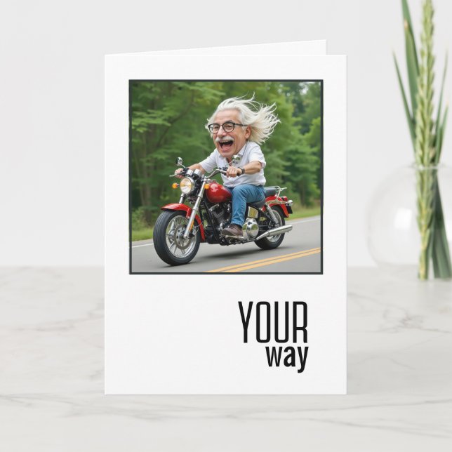 Åldersmannen på motorcykel kort (Framsida)