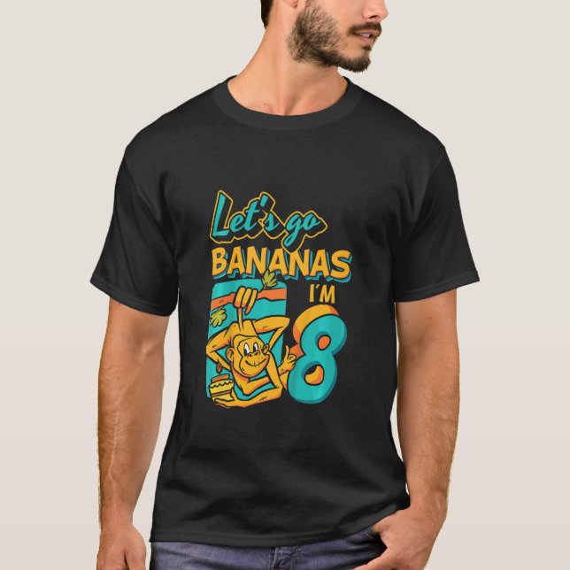 Åldersparv 8 år gammal Låt oss bananapa 8:e födels T Shirt (Framsida)