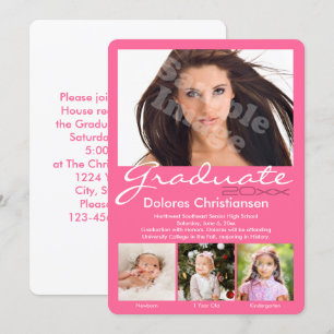 Åldersprogressionsfoto Rosa Modern Studenten Inbjudningar