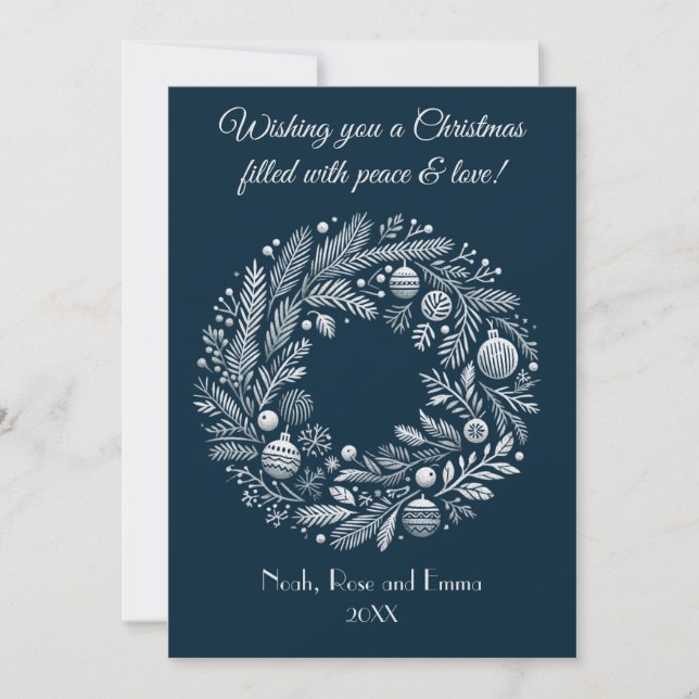 Åldersutandning i Stil, i blått och grått Julkort (Framsida)