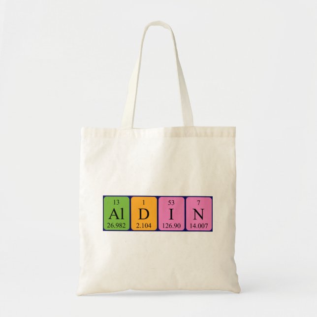 Aldin periodiskt bord namn tote bag tygkasse (Framsidan)