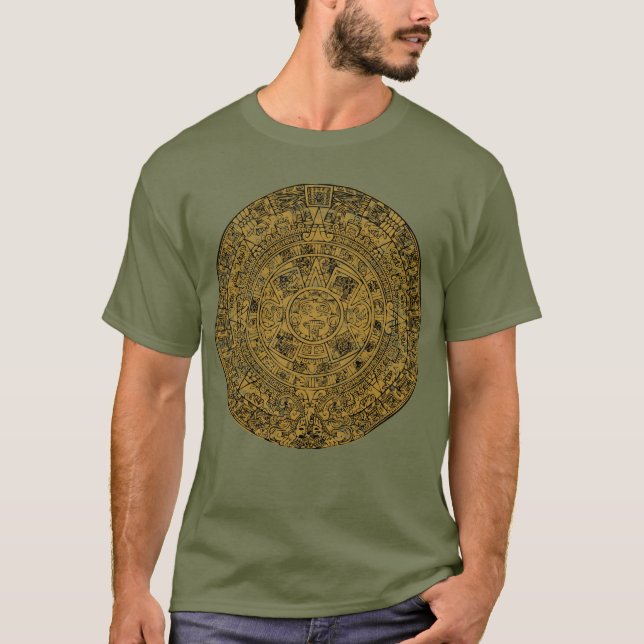 Åldrad Aztekisk solstenskalender T-shirt (Framsida)
