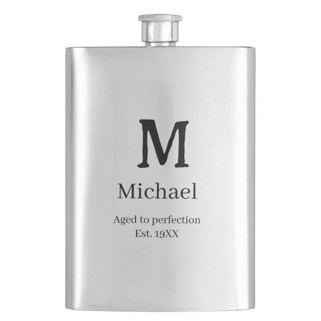 Åldrad till perfektion est. 19XX monogram bokstav  Fickplunta (Framsidan)