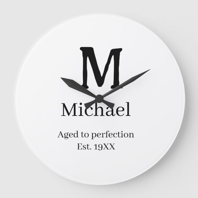 Åldrad till perfektion est. 19XX monogram bokstav  Stor Klocka (Framsida)