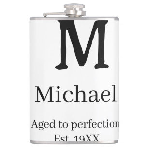 Åldrad till perfektion est. 19XX monogram namn bok Fickplunta