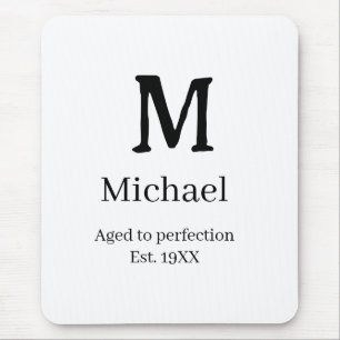 Åldrad till perfektion est. 19XX monogram namn bok Musmatta