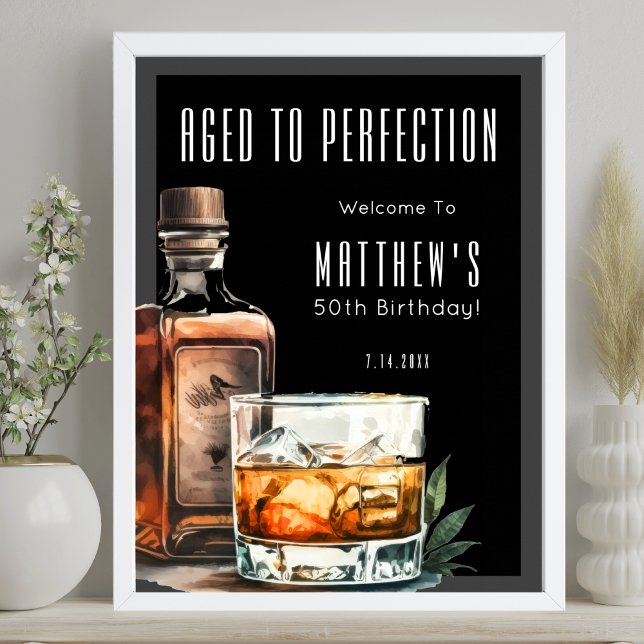 Åldrad till perfektion födelsedagsfest poster (Aged To Perfection Birthday Party Poster)