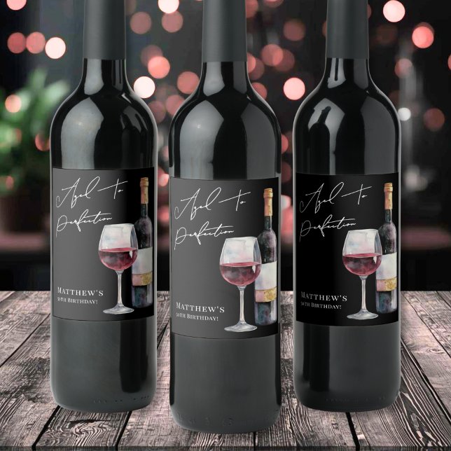 Åldrad till perfektion Födelsedagsvin Vinflaska Etikett (Aged To Perfection Birthday Wine Label)