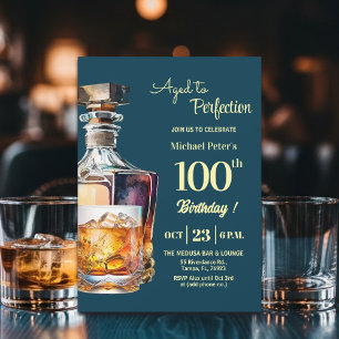 Åldrad till perfektion män 100-års whisky födelsed inbjudningar