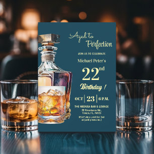 Åldrad till perfektion män 22:a whisky födelsedag inbjudningar