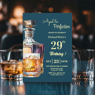 Åldrad till perfektion män 29:e whisky födelsedag inbjudningar