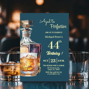 Åldrad till perfektion män 44:e whisky födelsedag inbjudningar
