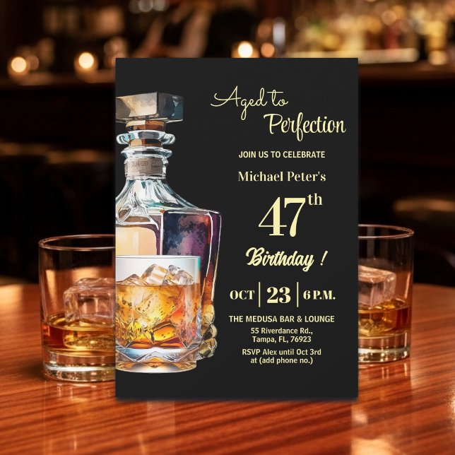 Åldrad till perfektion män 47:e whisky födelsedag  inbjudningar (Skapare uppladdad)