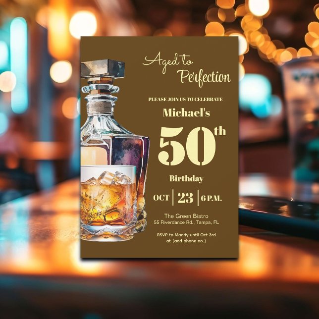 Åldrad till perfektion män 50-års whisky födelseda inbjudningar (Skapare uppladdad)