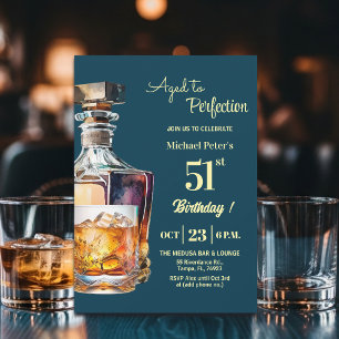Åldrad till perfektion män 51:a whisky födelsedag inbjudningar