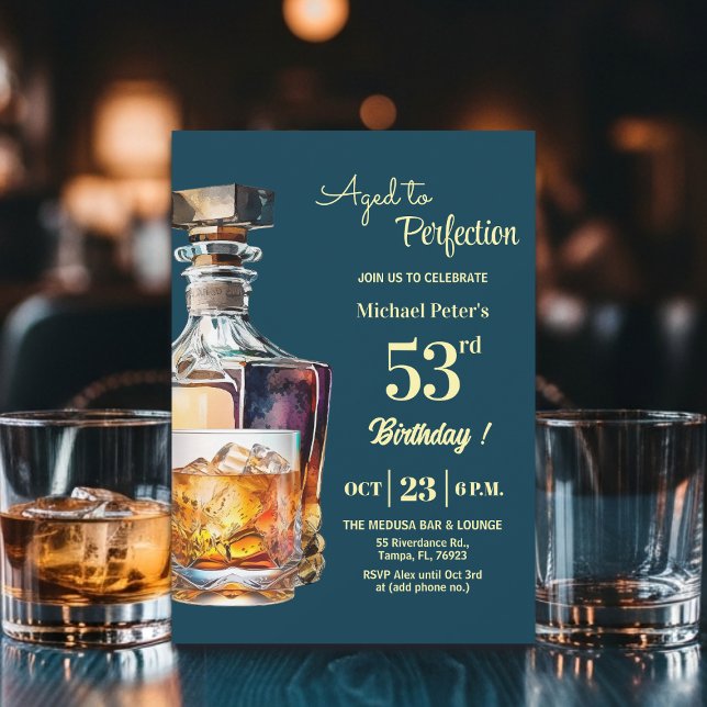 Åldrad till perfektion män 53:e whisky födelsedag  inbjudningar (Skapare uppladdad)