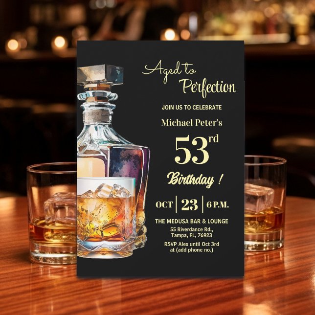 Åldrad till perfektion män 53:e whisky födelsedag  inbjudningar (Skapare uppladdad)