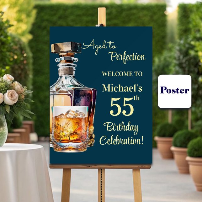 Åldrad till perfektion Män 55:e Whiskey Födelsedag Poster (Skapare uppladdad)