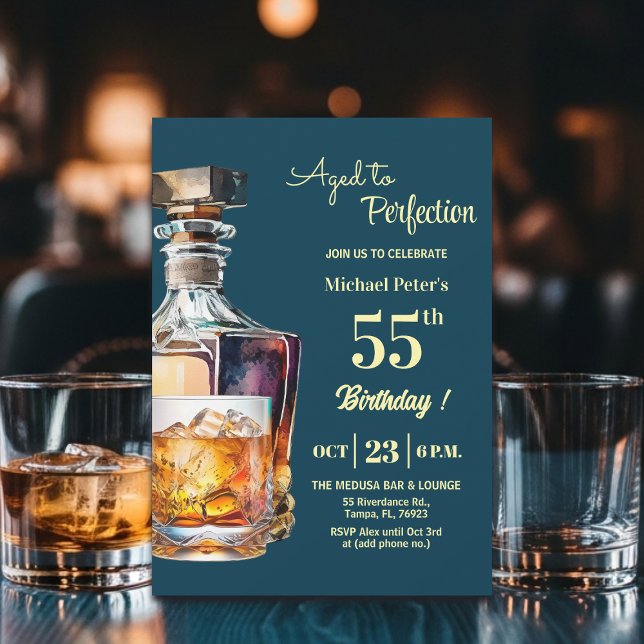 Åldrad till perfektion män 55:e whisky födelsedag  inbjudningar (Skapare uppladdad)