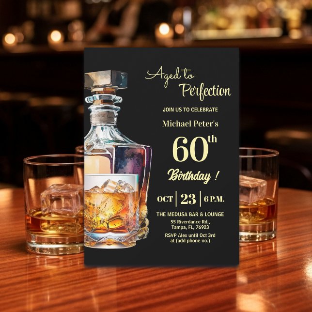 Åldrad till perfektion män 60-års whisky födelseda inbjudningar (Skapare uppladdad)